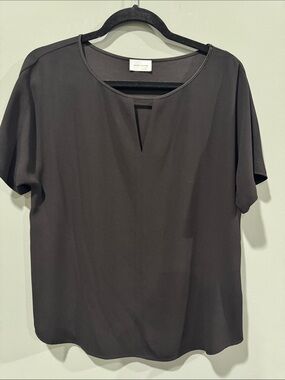 Rene Lezard Dark Brown Keyhole Neck Top